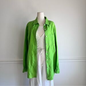 Vintage Pure & Simple 100% Linen Button Front Long Sleeve Shirt // size L